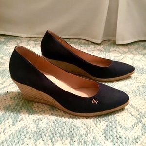 Navy Espadrille Wedges